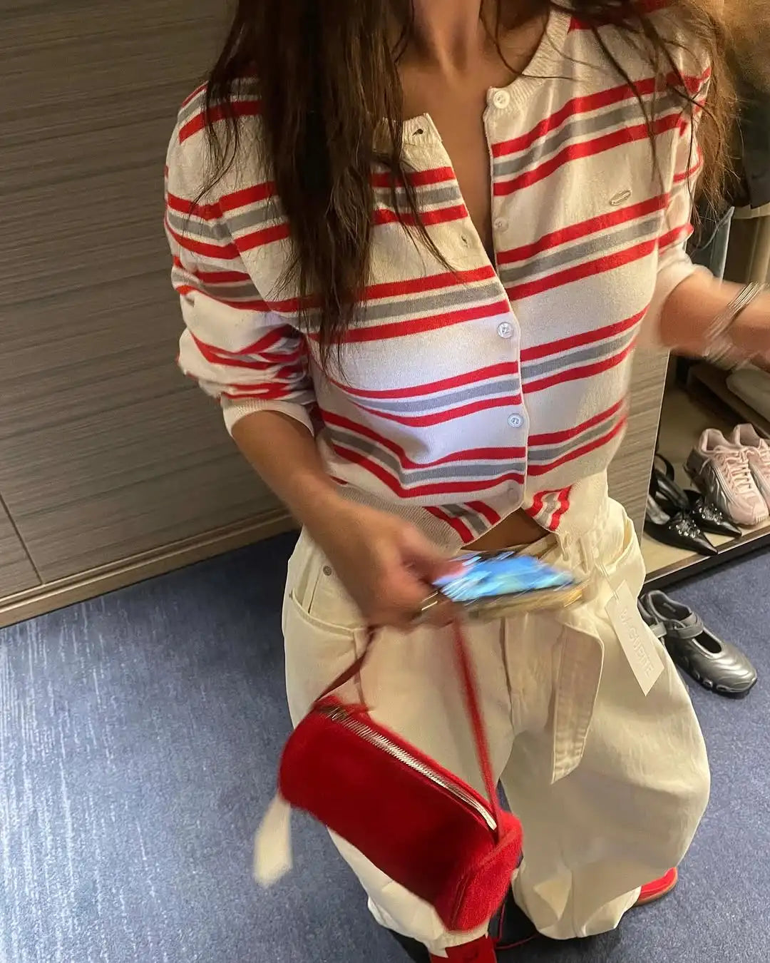 Spring New Classic Striped round Neck Button up Soft Knitted Open Cardigan Fashionable Design Sensation Women's Sweater