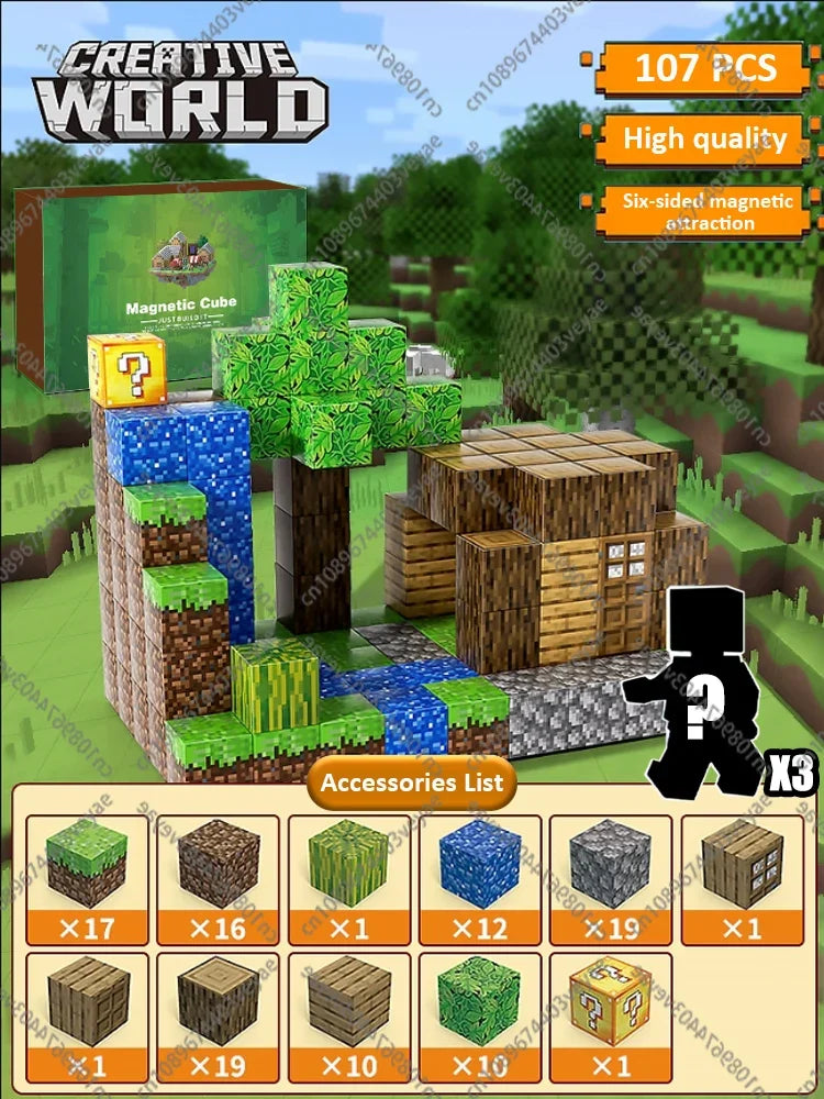 Magnetic Building Blocks - STEM Sensory Toys & Creative Magnet Cube Set for Kids