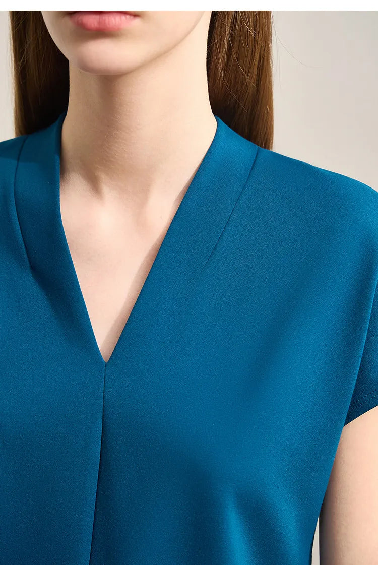 Women's V-Neck T-Shirt – Minimalist Stretch Solid Tee