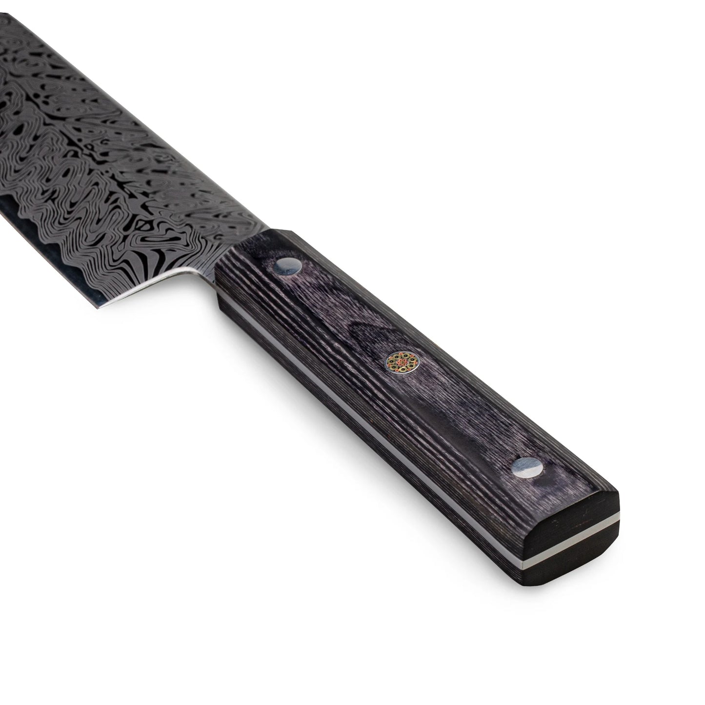 Damascus Chef Knife - Japanese Santoku Slicing Knife with Solid Wood Handle