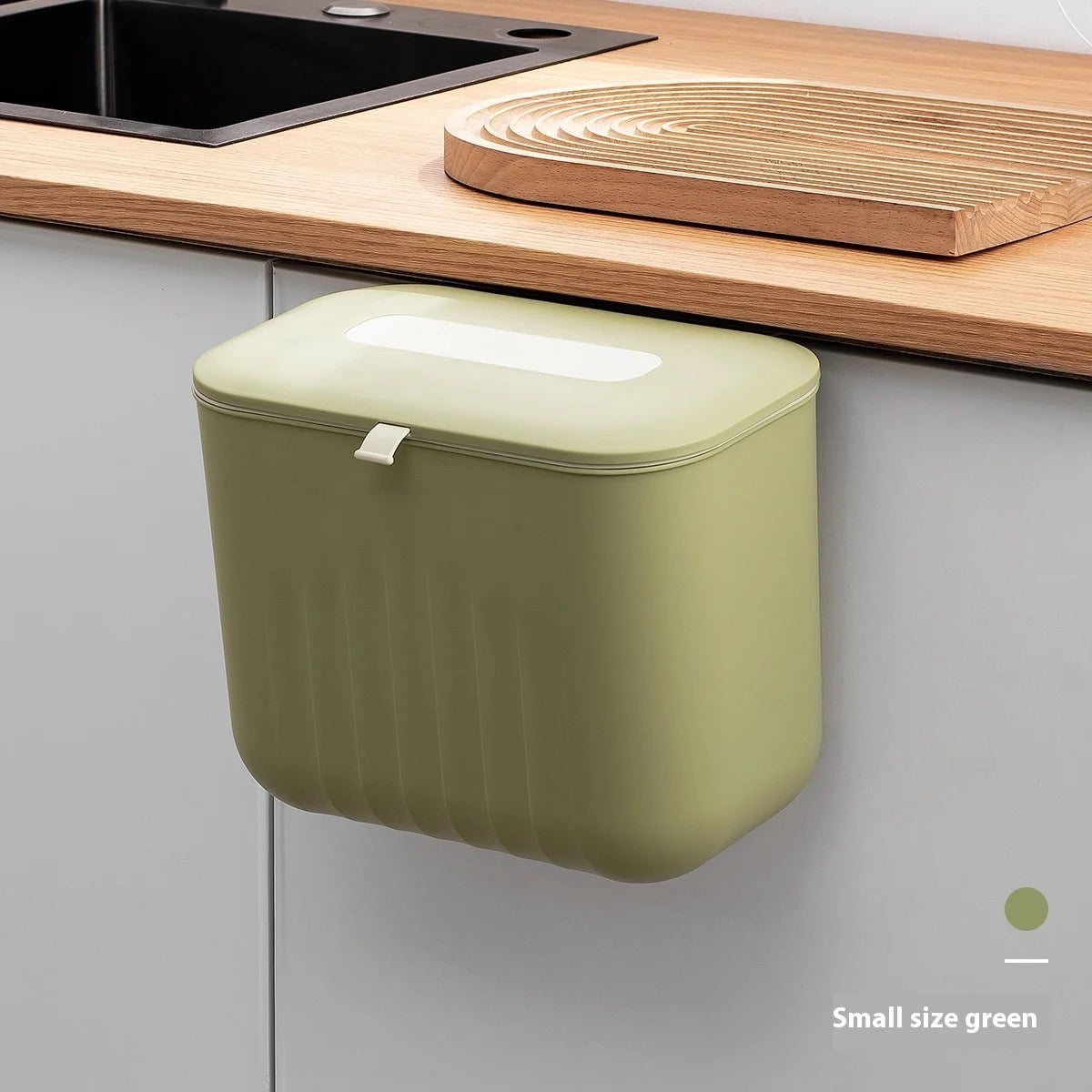Wall-Mounted Trash Bin with Silicone Handle - Two-Way Opening Lid PP Storage Tube