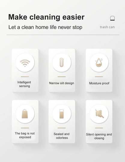 Smart Home Automatic Sensor Trash Can - Waterproof Kitchen Bathroom Wastebasket