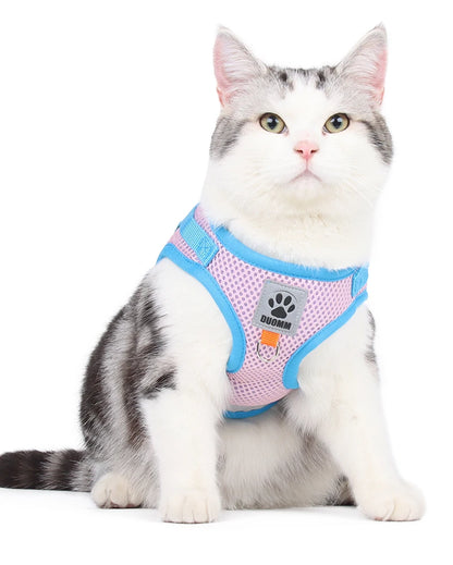Two-tone Cat Small Dog Harness and Leash Set Breathable Mesh Reflective Escape Proof Puppy Kitten Walking Vest Style Pet Harness