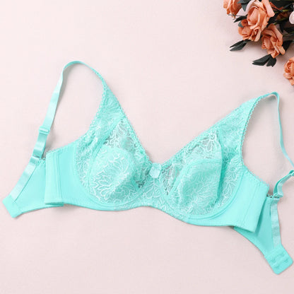 Sexy Womens Bras Ultra-Thin Perspective Deep V Lace Sheer Plus Size Bra Female Underwear Lingerie BH Tops D E F Cup