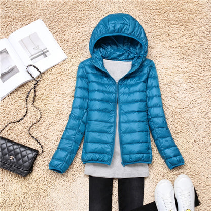 Women Puffer Jacket - Plus Size Jackets, Lightweight Down Coat With Zipper Closure