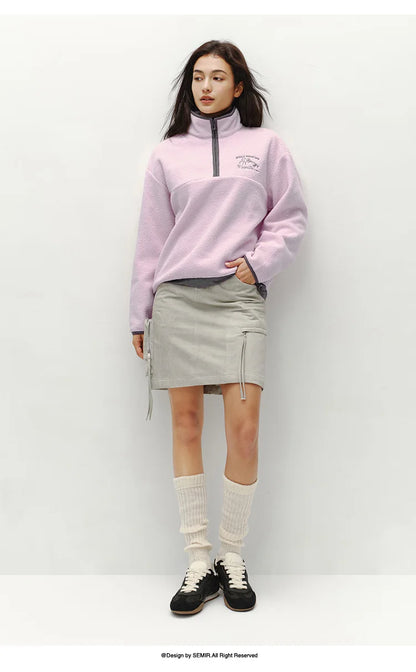 Semir Tops for Woman Fleece Warm Embroidered 2025 Winter Fall Clothes Sweatshirt Soft Fleece Warm Loose Fit Daily Wear 2025 New