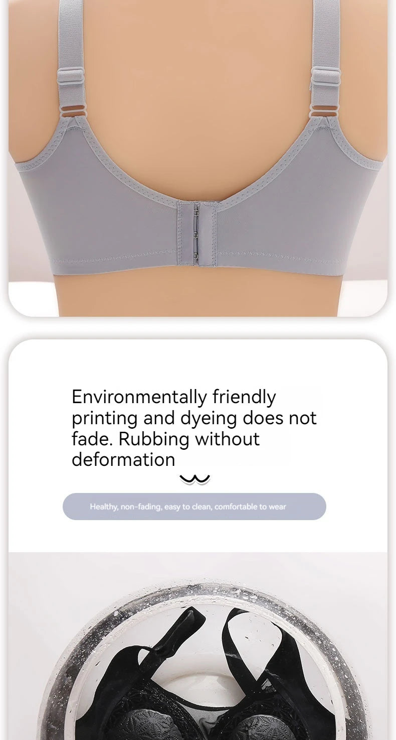 2PCS New High-end U-shaped Back With No Steel Ring Gathered And Adjusted Bra Thin Cup Breathable  Breasted Underwear Mom's Bra
