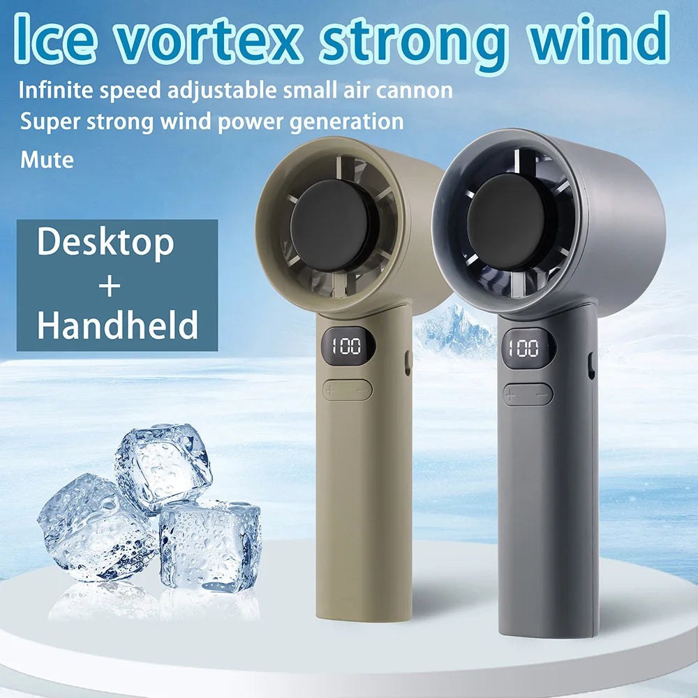 Portable Handheld Fan 120 Wind Speeds Mini Bladeless Hand Fan USB Rechargeable Highspeed Fans Camping Electric Fans Air Cooler