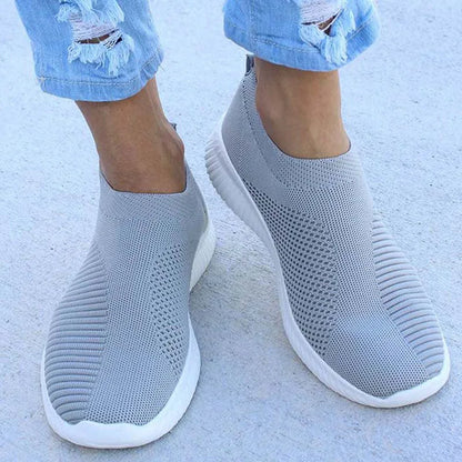 Women's Casual Sneakers - Breathable Slip On Shoes | Comfortable Vulcanize Flat Heel
