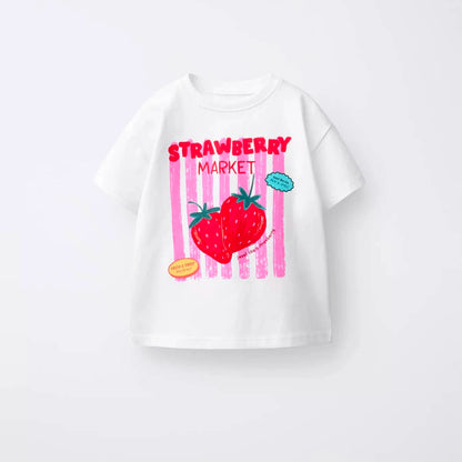 Printed Cartoon T-shirt For Kids Clothing Summer Costume Simple Fashion Baby Girl And Boy Short Sleeve Tees Tops Children Tshirt