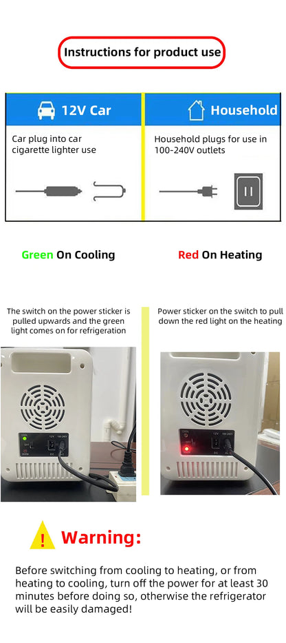 Portable 4L Mini Beauty Fridge Car & Home Dual Use Cooling Heating Refrigerator Skincare Cosmetics Makeup Face Fridge for Travel