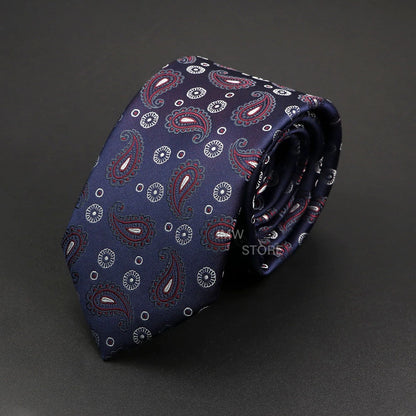 Mens Paisley Necktie - Grey Brown Green Wedding  Business Tie