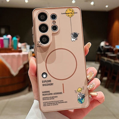 Little Astronaut Magnetic Phone Case For Samsung Galaxy S25 S26 Ultra Edge S24 S23 FE A57 A17 A56 A37 A16 A55 A36 A55 Hard Cover
