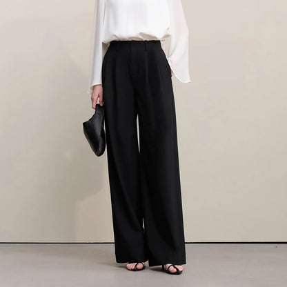 Amii Minimalism Women' S Pants 2026 Spring New Versatile Pleated Loose Wide-leg Pants Solid Color Casual Basic Trousers 12641076