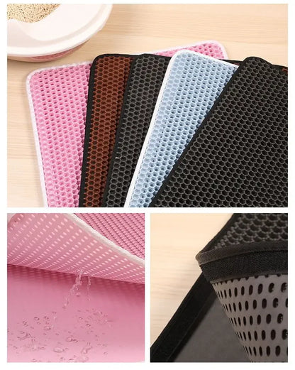Cat Litter Mat with Gift Double Layer Waterproof Pet Litter Box Mat Non-slip Sand Cat Pad Washable Bed Mat Clean Pad Products