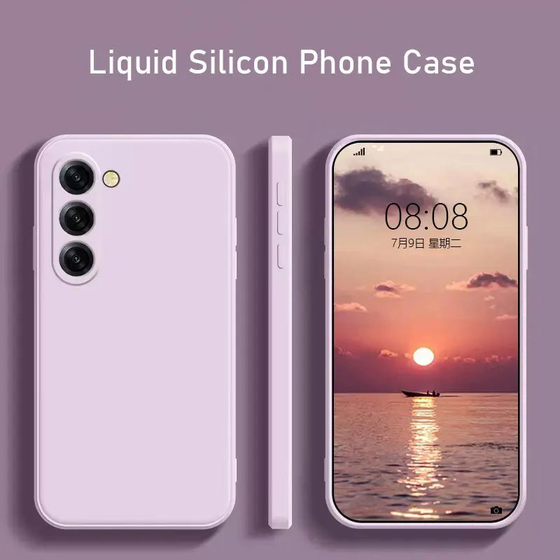 Official Silicon Phone Case For Samsung Galaxy S25 S24 S23 S22 S26 S21 Ultra FE Plus A15 A25 A16 5G Shockproof Back Cover Funda
