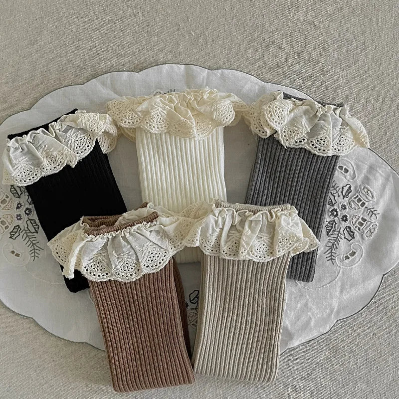 Ruffle Baby Girls Knee High Socks Long Kids Soft Cotton Lace Stuff Princess Children Leg Warmers Cute Girl Socks For 0-8Years