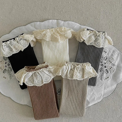 Ruffle Baby Girls Knee High Socks Long Kids Soft Cotton Lace Stuff Princess Children Leg Warmers Cute Girl Socks For 0-8Years