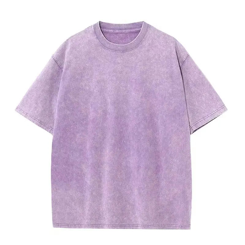 Retro Heavyweight T-Shirt - Solid Color Tee | Breathable Cotton Shirt, Short Sleeve Casual Top