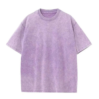 Retro Heavyweight T-Shirt - Solid Color Tee | Breathable Cotton Shirt, Short Sleeve Casual Top