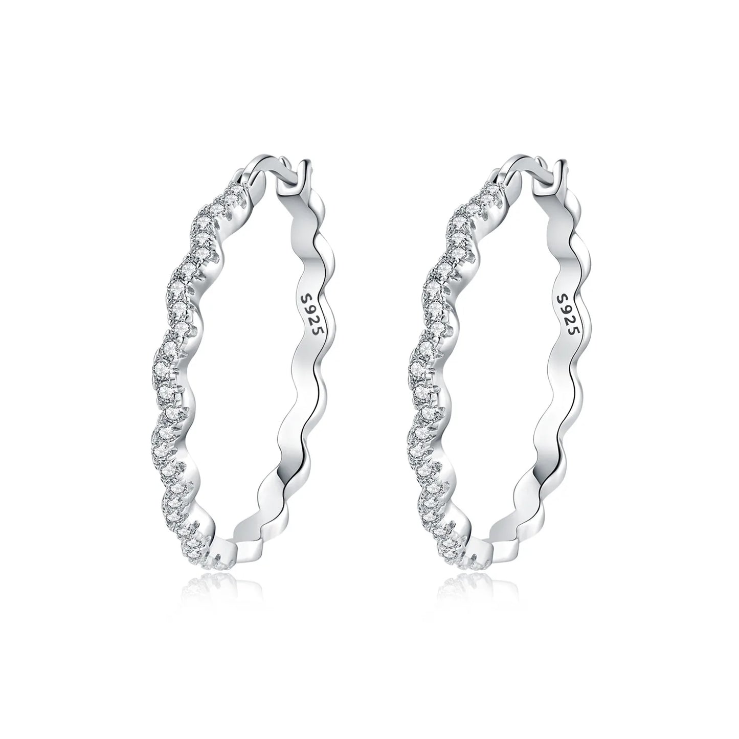 Orstarry S925 Sterling Silver Square Chain With Stone Inlaid Earrings Hoop Earrings For Women Jewelry Original Party Trendy Gift