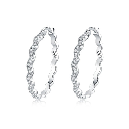 Orstarry S925 Sterling Silver Square Chain With Stone Inlaid Earrings Hoop Earrings For Women Jewelry Original Party Trendy Gift