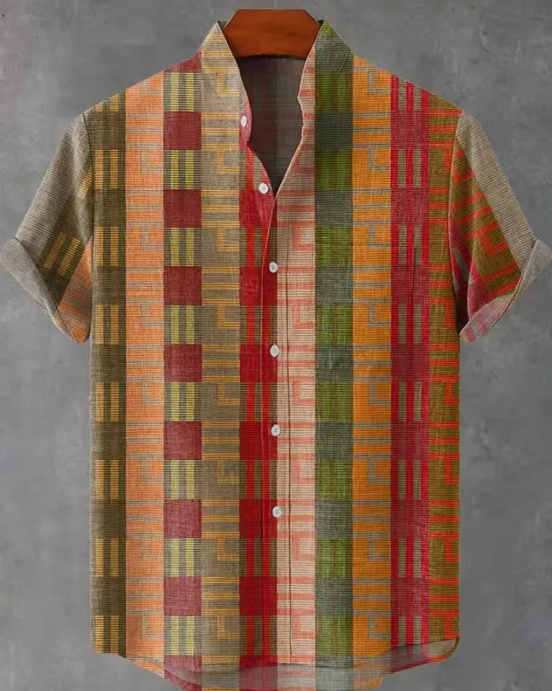 Hawaiian Casual Printed Men's Linen Shirt Short Sleeved 3D Printed Original Summer Plus Size Street Top Mens Clothing