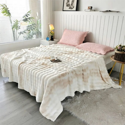 Double-Sided Bubble Fleece Blanket - Gradual Color Change Sofa  Nap Blanket - ZOOMNSTORE