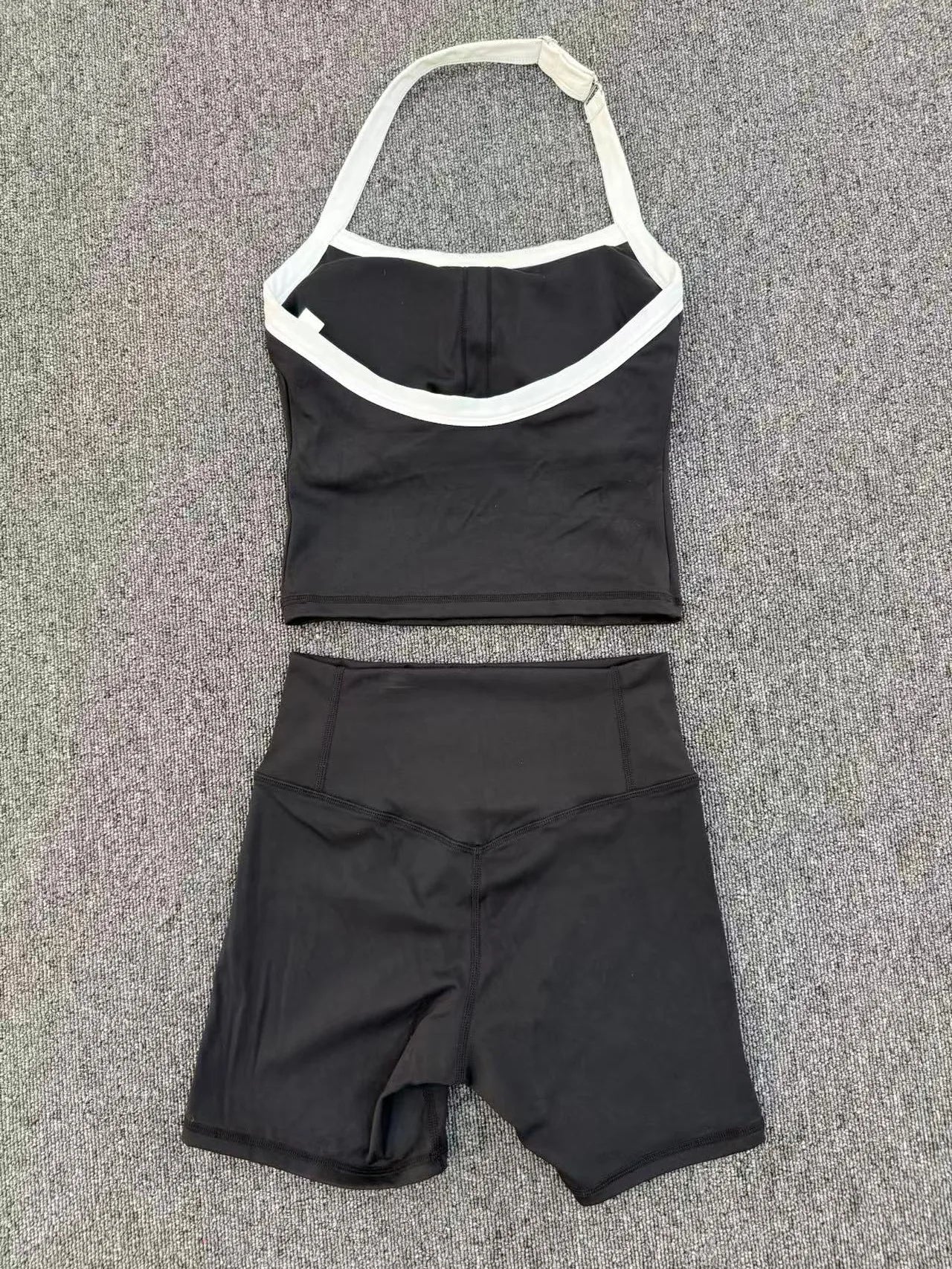 Fashion Patchwork Skinny Shorts Set Gym Women Workout Clothing Summer Sleeveless Backless Fitness Sport Suit Women Sportwear Red