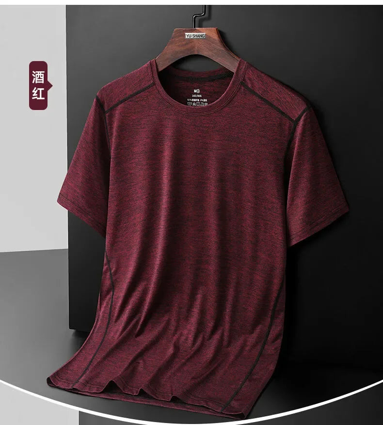 Breathable Camping Tee - Unisex Lightweight Outdoor Shirt With Striped Polyester Spandex