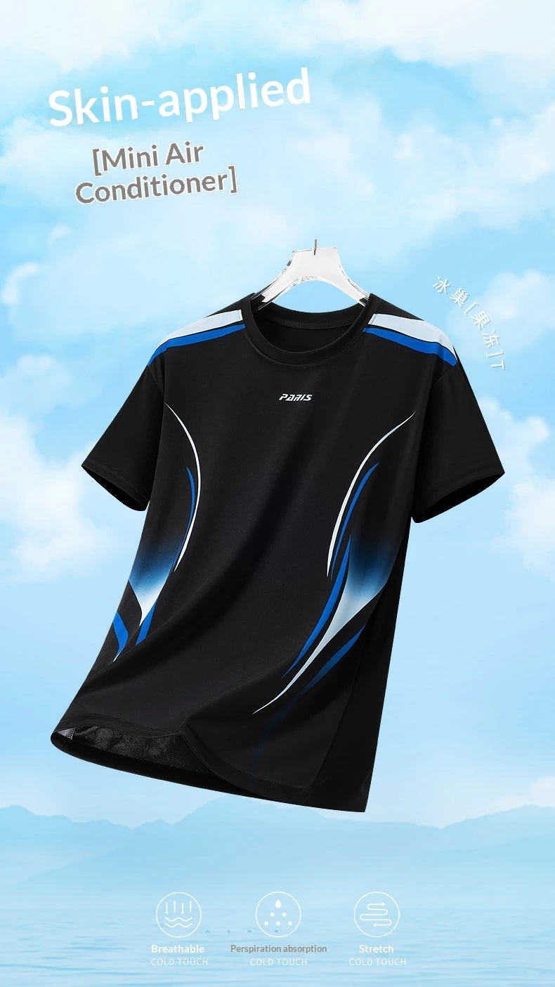 Men's Gradient Ice-Silk T-Shirt – Quick-Dry Running & Training Top
