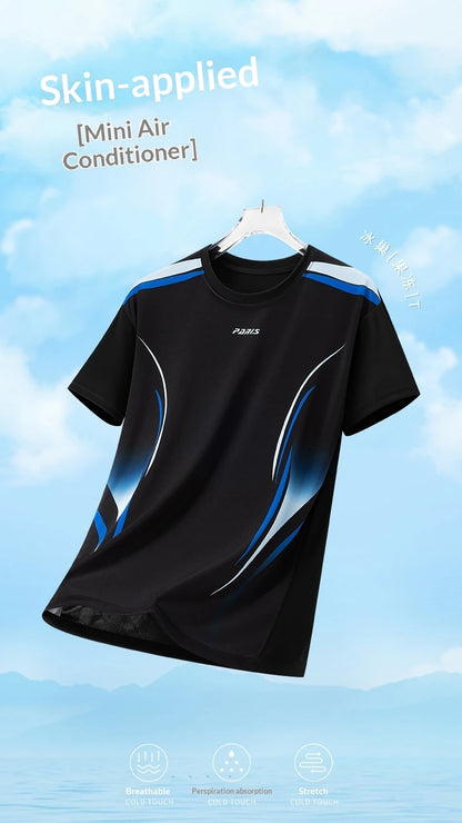 Men's Gradient Ice-Silk T-Shirt – Quick-Dry Running & Training Top