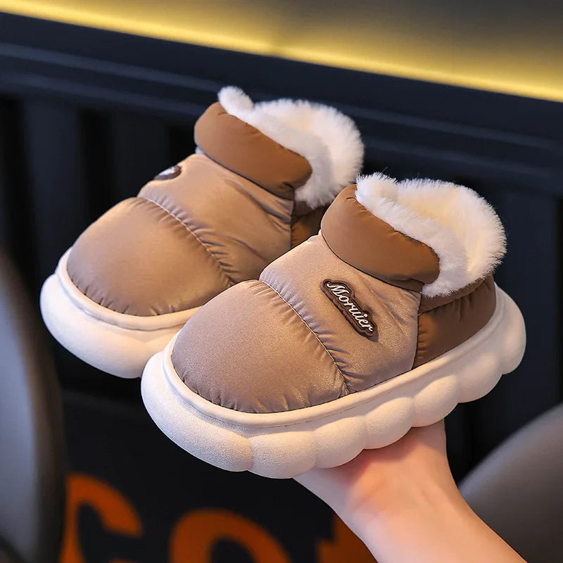 Children Winter Slippers - Waterproof Kids Cotton Slippers | Warm Woolen Home Shoes