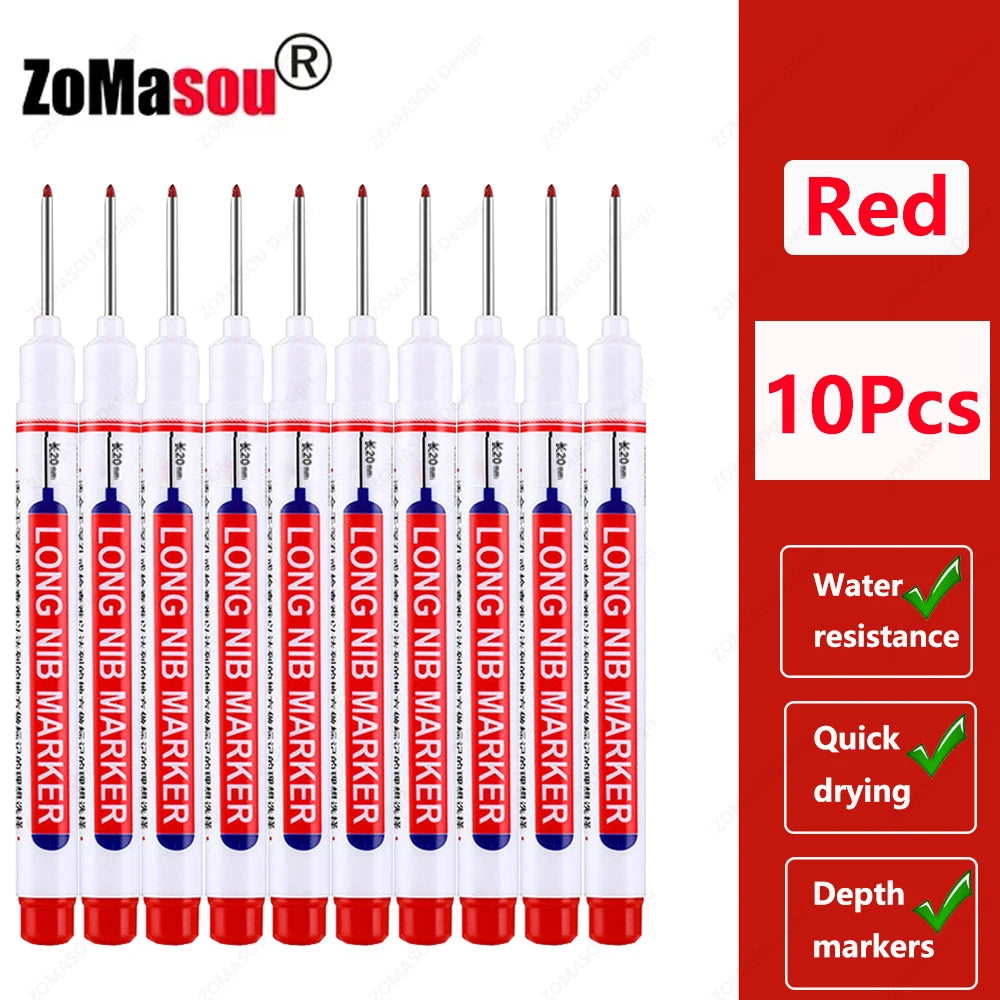 Waterproof Long Head Marker Pen for Deep Holes - 2cm 1-100 Pcs RedBlackBlueGreen Ink - Ideal for Metal  Woodworking