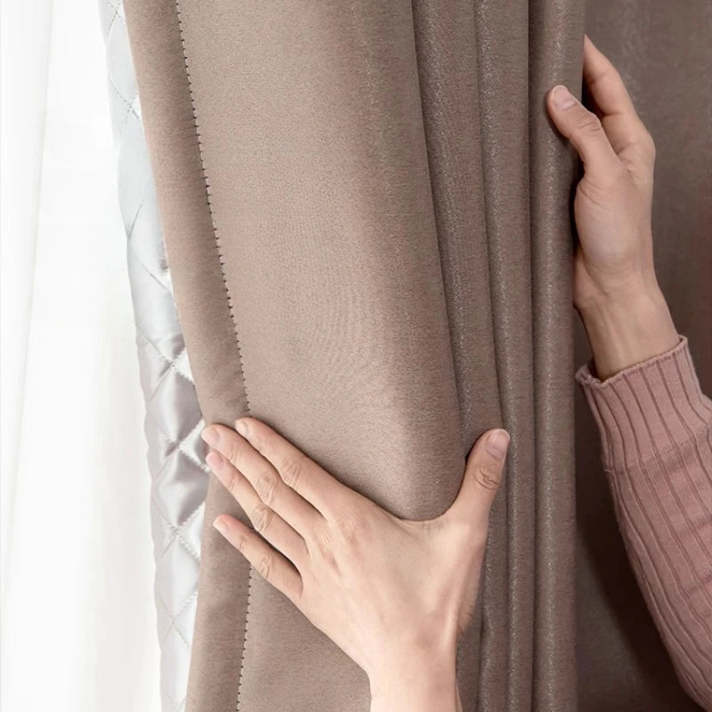 Windproof Winter Curtains - Thick Cotton Thermal Drapes for French Windows | Sound Insulation & Energy Saving