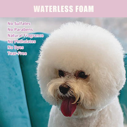 Water Free Dry Cleaning Mousse for Cats Dogs No Rinse Foam Spray Shampoo with Deodorizing Deep Cleaning Gentle Bath Gel