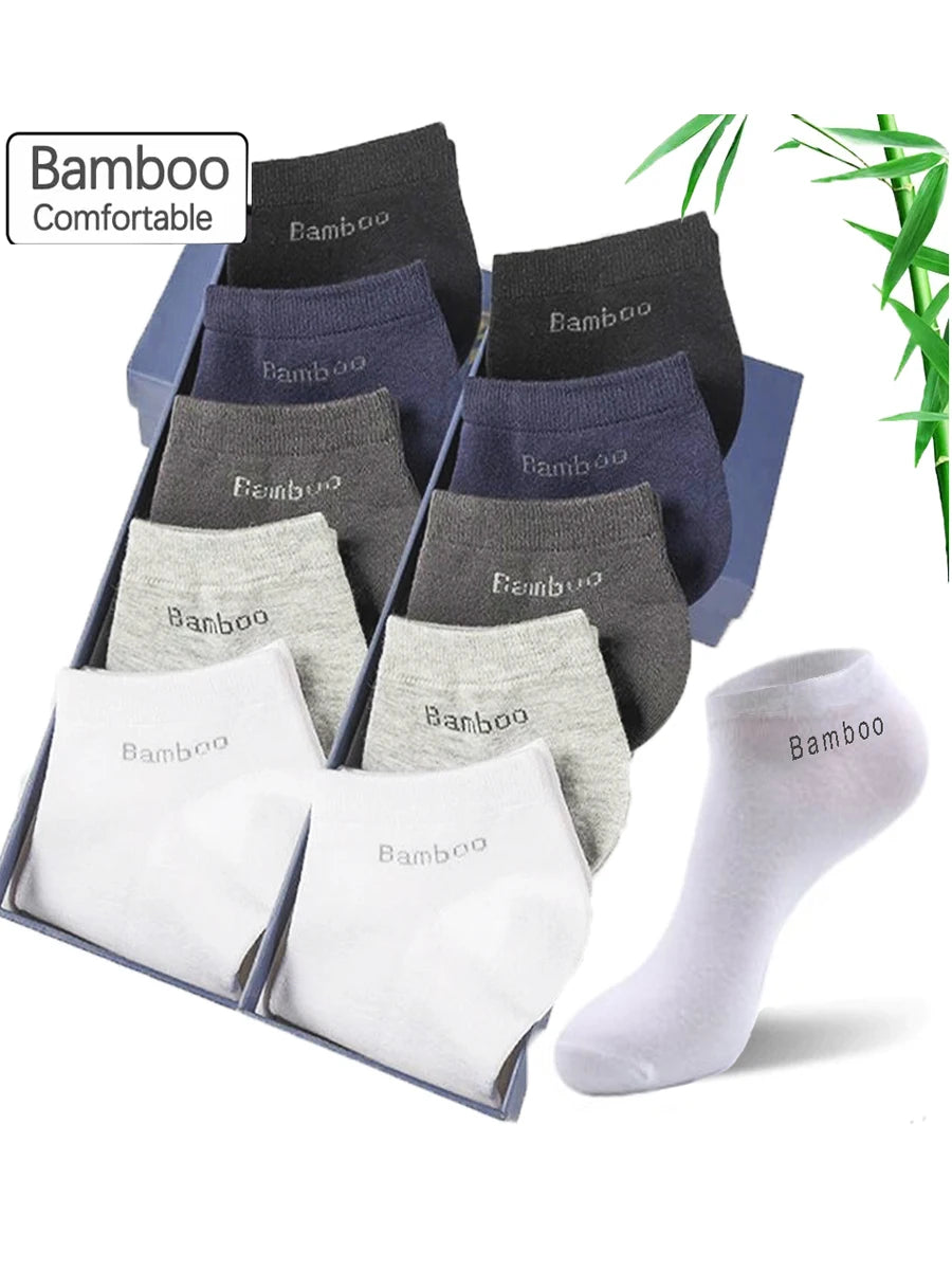 5/10/15 Pairs Men's Bamboo Fiber Socks Short High Quality New Casual Breatheable Anti-Bacterial Man Ankle Socks Men Size 38-45