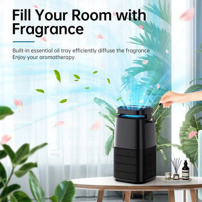 AROEVE H13 True HEPA Air Purifier - 1250ft² Essential Oil Diffuser Sleep Timer 4 Speed Adjustable Air Direction - ZOOMNSTORE