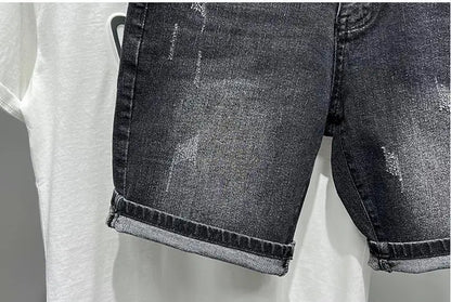 Men's Denim Shorts - Casual Summer Knee Length Black Boyfriend Five Pocket Soft Fabric