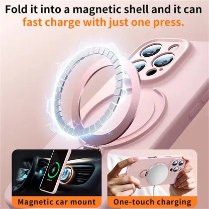 Original Liquid Matte Magnetic Stand Phone Case for iPhone 17 16 14 15 Pro Max For Magsafe Wireless Charge Shockproof Back Cover