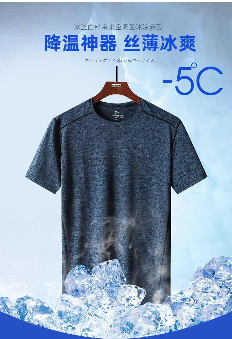 Breathable Camping Tee - Unisex Lightweight Outdoor Shirt With Striped Polyester Spandex