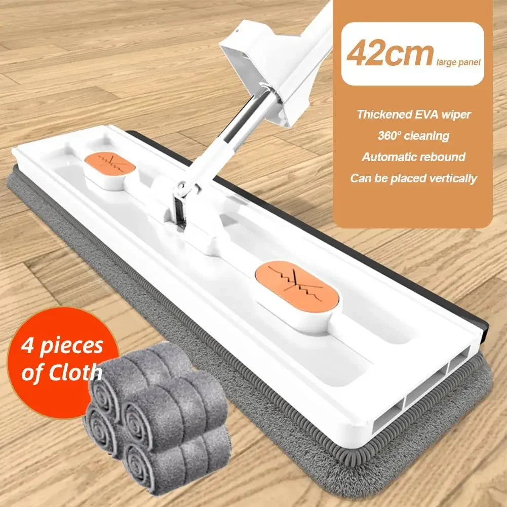 360 Rotating Microfiber Flat Mop - Self-Contained Lazy Floor Cleaner