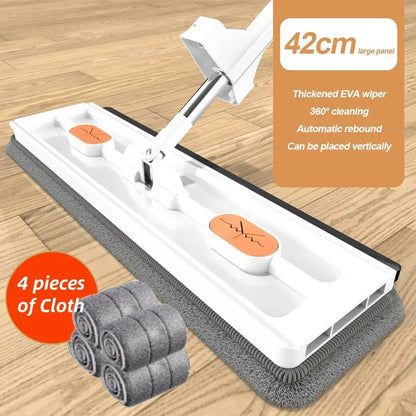 360 Rotating Microfiber Flat Mop - Self-Contained Lazy Floor Cleaner