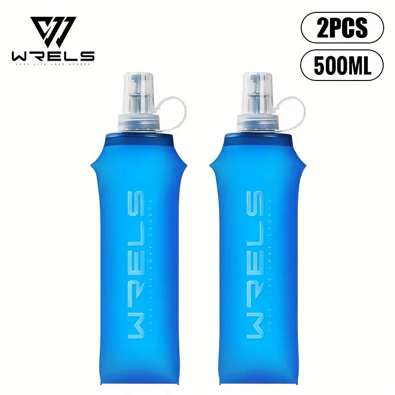 WRELS Soft Water Bottle Collapsible Soft Flask TPU Running Water Bottle Foldable Water Bag BPA-Free Sports Soft Water Flask