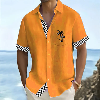 Hot men's shirt Hawaiian shirt Short -sleeved holiday beach fashion clothing soft and comfortable fabric super large size 6xl
