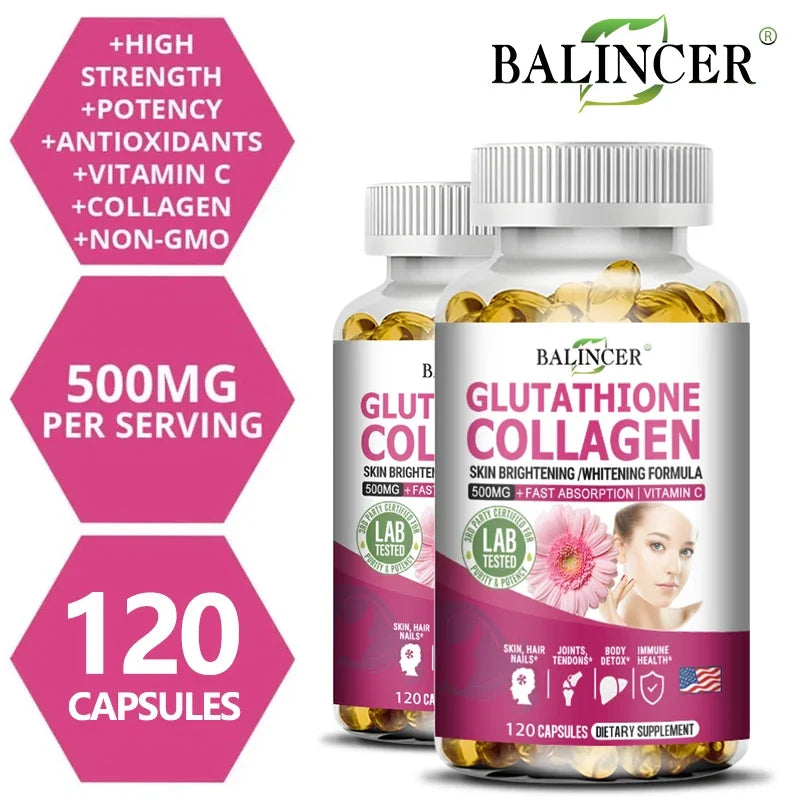 Glutathione Collagen Capsules,Brightening Skin and Anti-aging,Support Hair,Skin and Nail Health,Glutathione Supplement for Women