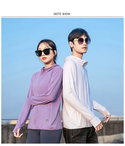 YJKVUR Unisex Summer New UPF 50+ UV Sun Protection Hoodie Jacket Men Women Lightweight Hiking Outdoor Long Sleeve Sun Shirt Coat