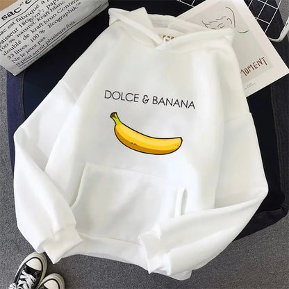 Winter Autumn Fashion Dolce Banana Print Women Hoody Casual Fleece Woman Hoodie Pullover Sweatshirts Womnen Clothing