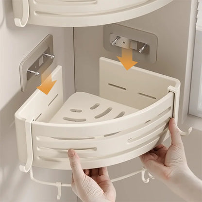 Aluminium Corner Bathroom Shelf - Self-Adhesive Towel Holder No Drill Wall-Mounted Organizer