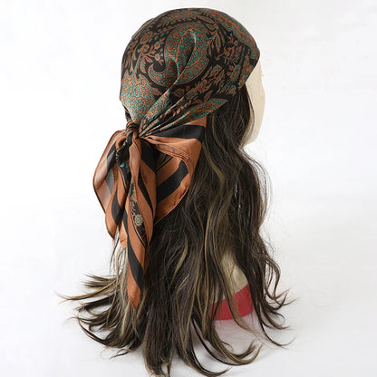 Luxury Silk Head Scarf - Soft Summer Foulard Bandana for Women